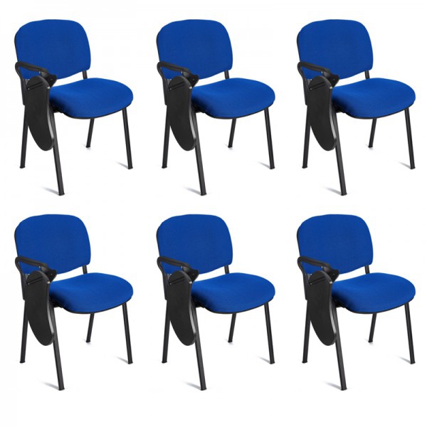 Packung mit 6 Iso-Stühlen mit schwarzer Epoxidstruktur und Baly-Polsterung (Textil) mit rechtshändigem Klingenarm